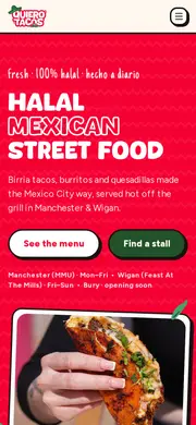 The Quiero Tacos homepage on a phone