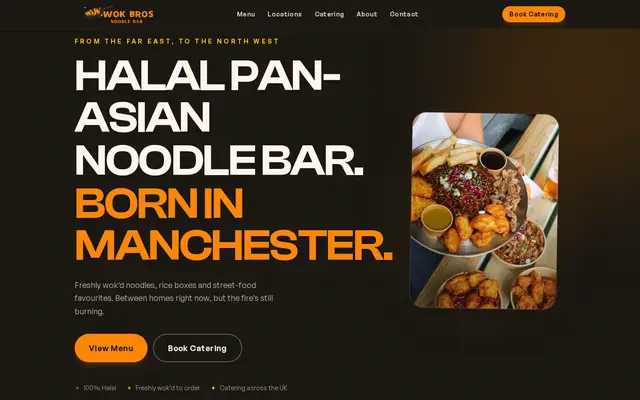 The Wok Bros homepage on a desktop browser