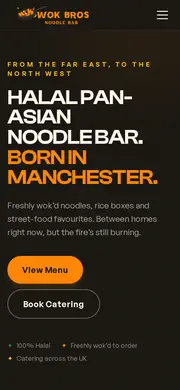 The Wok Bros homepage on a phone